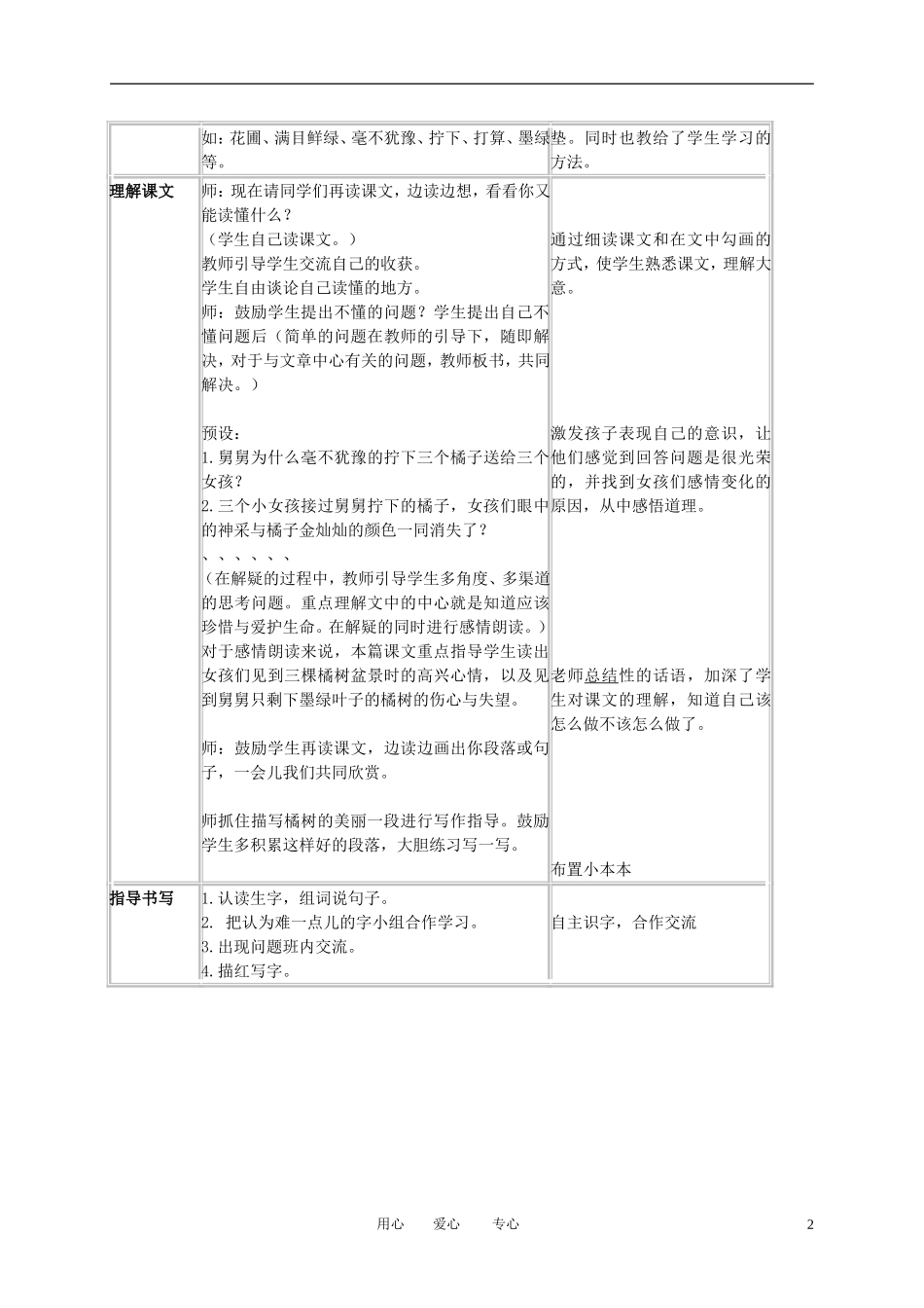 二年级语文下册 树上的橘子教案 冀教版_第2页