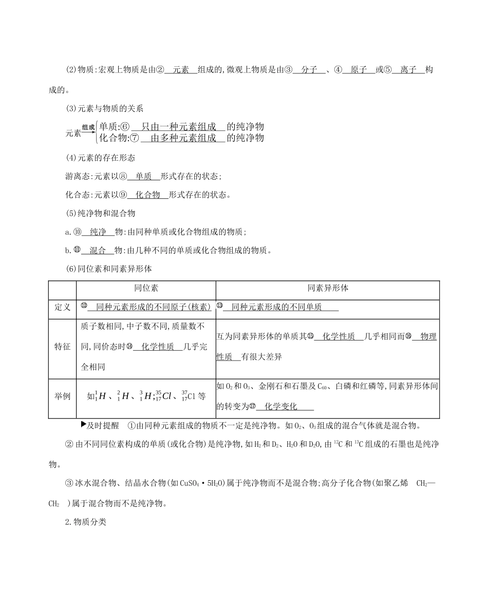 重庆市高考化学一轮复习 专题二 化学物质及其变化 第1讲 物质的组成、分类和性质教案-人教版高三全册化学教案_第2页