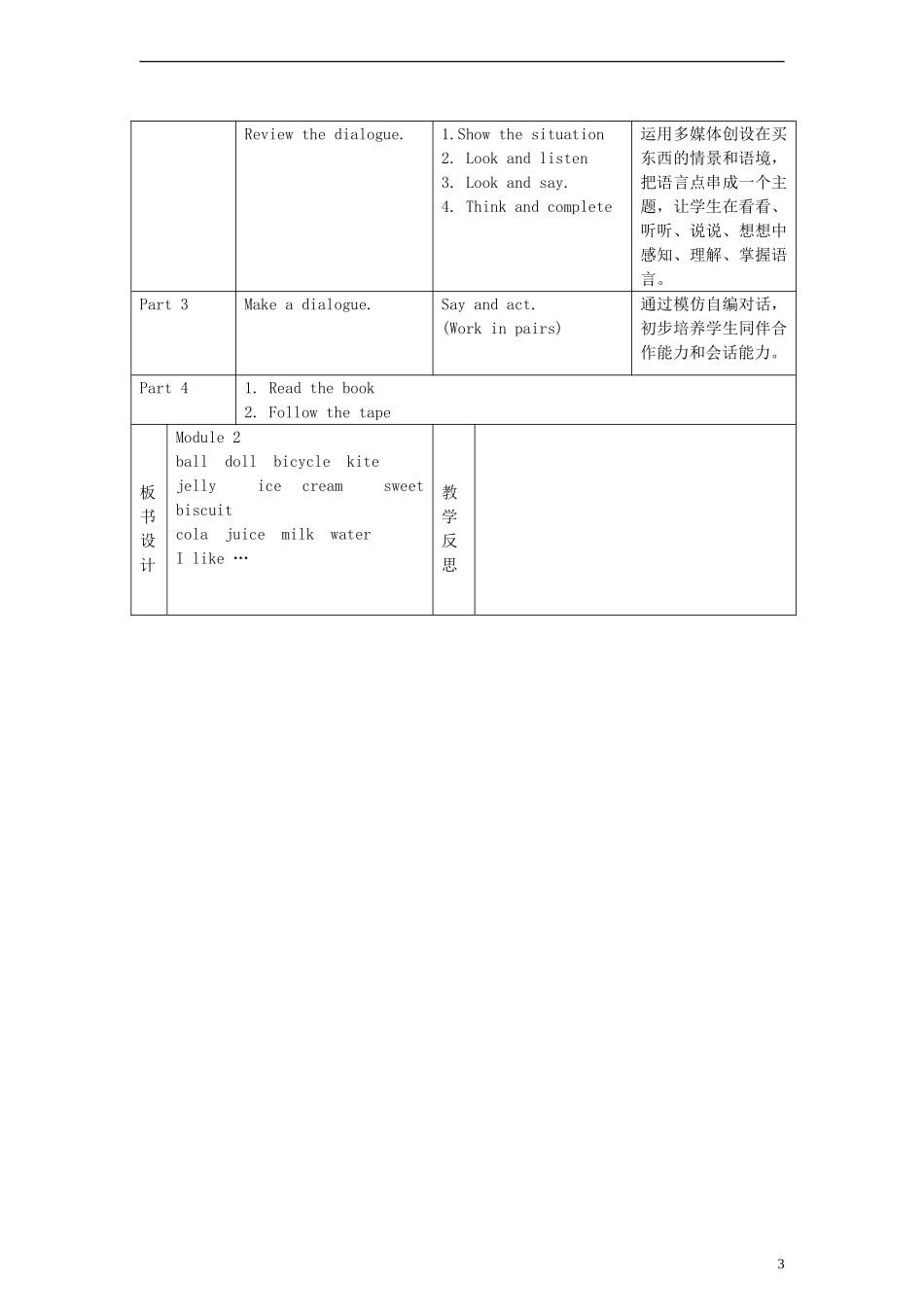一年级英语下册 Module2 Revision教案 （新版）沪教牛津版_第3页