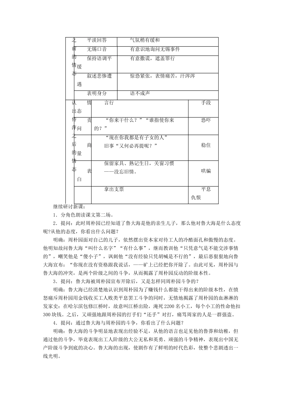 2012高中语文 3.8雷雨第二课时教案 鲁人版必修4_第2页
