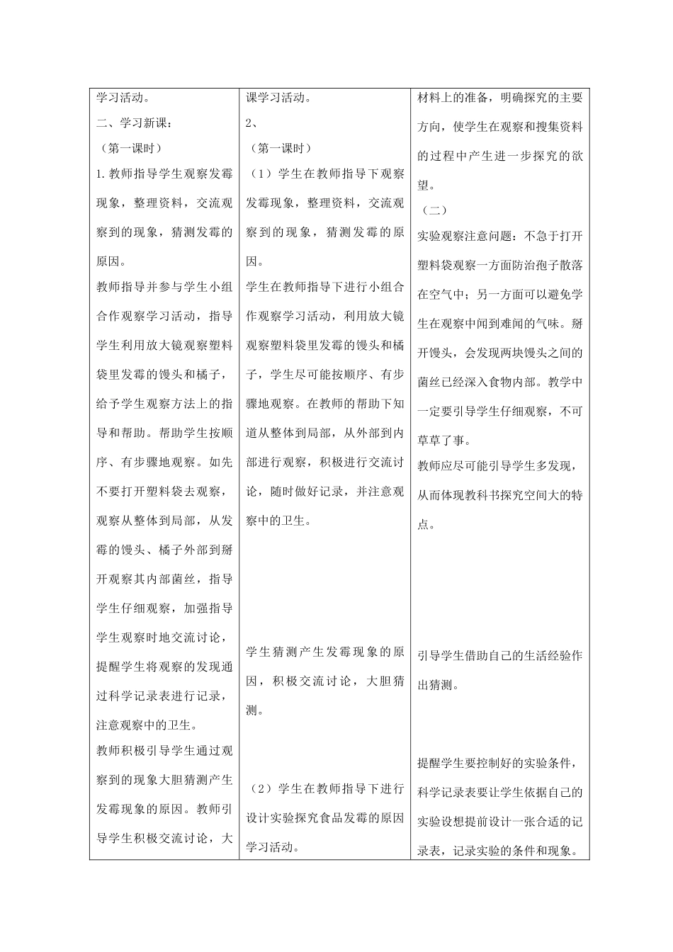 六年级科学上册 第一单元 微小的生物 3馒头发霉了教案 青岛版六三制-青岛版小学六年级上册自然科学教案_第2页
