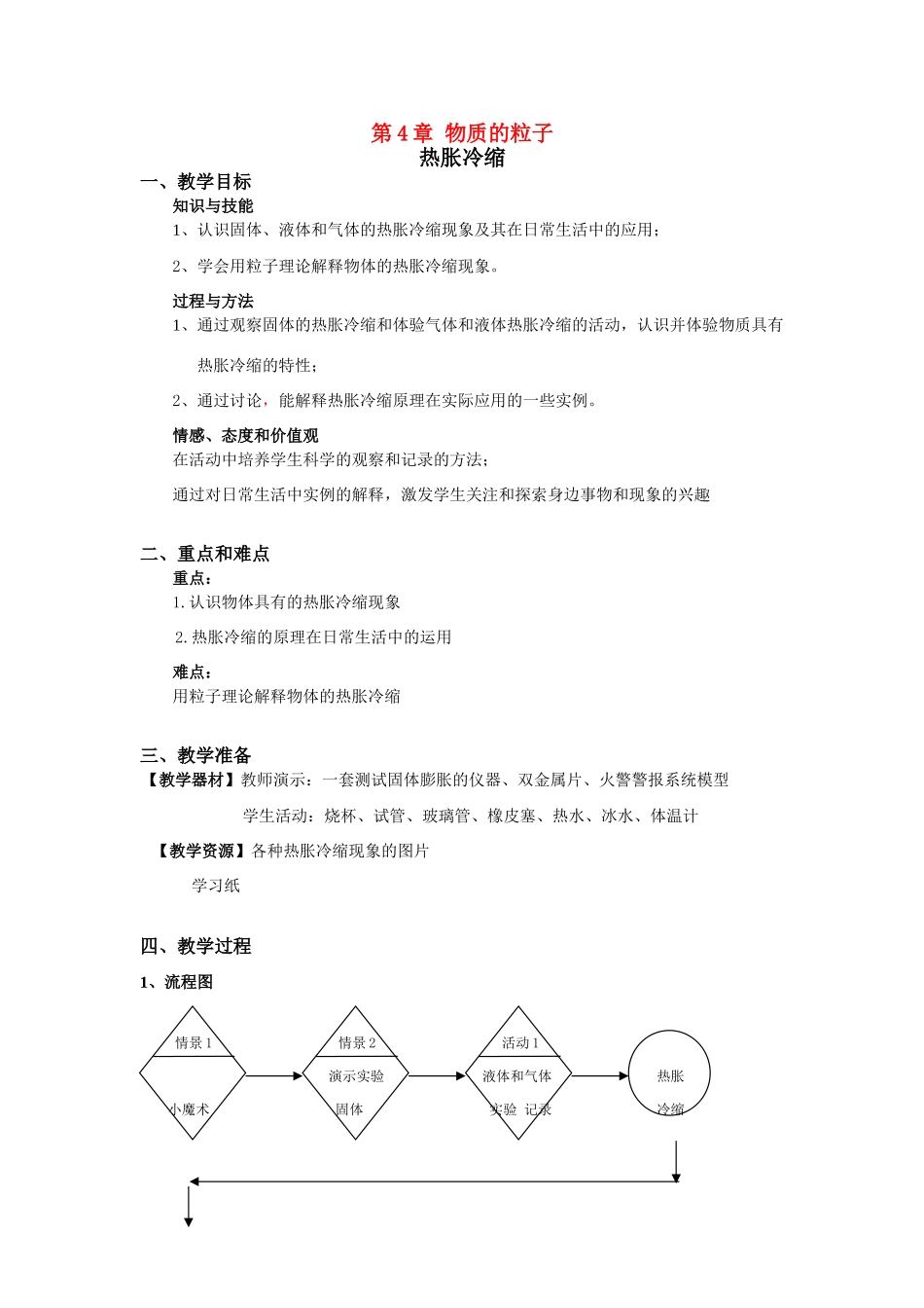 六年级科学上册 第4章 物质的粒子模型 4.5 热胀冷缩教案设计 牛津上海版-牛津上海版小学六年级上册自然科学教案_第1页