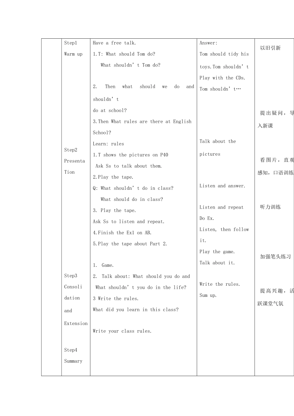 五年级英语上册 Module 10 Unit 2 You shouldn’t be late教案 外研版（一起）-外研版小学五年级上册英语教案_第2页