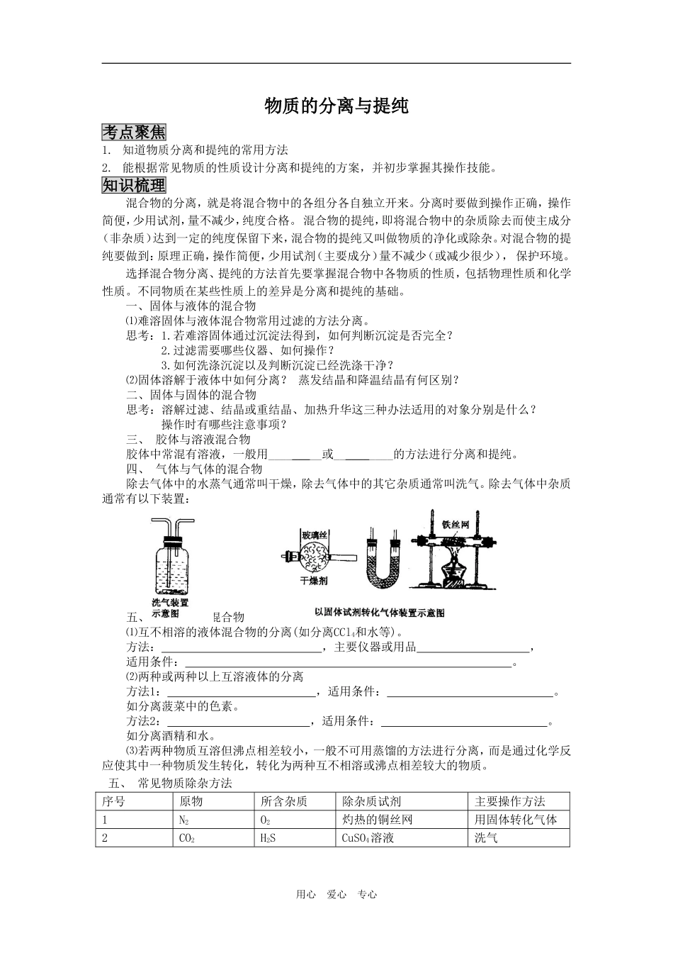 2009届高三化学二轮复习教案：物质的分离与提纯_第1页