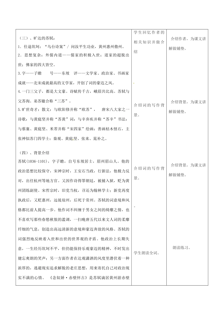云南省景洪市第四中学高考语文一轮复习 苏轼词两首教案_第3页