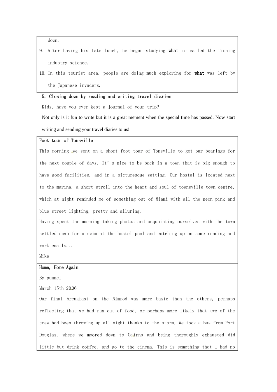 2014-2015学年高中英语 Unit 1 Period 3 A sample lesson plan for Using Language教学设计 新人教版选修8_第3页