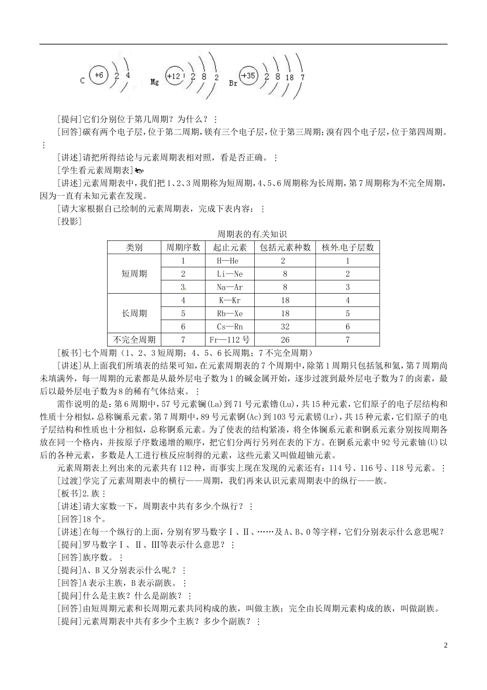 江西省南昌市湾里区第一中学高中化学 元素周期表 1教案 新人教版必修2_第2页