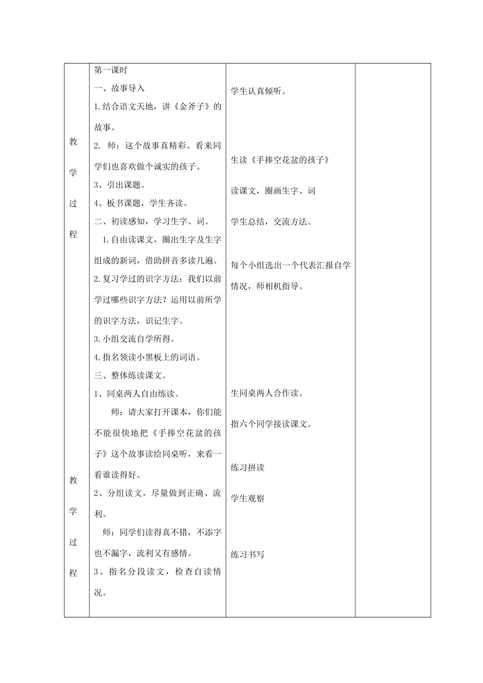 二年级语文上册 6 诚实 手捧空花盆的孩子教案 北师大版-北师大版小学二年级上册语文教案_第2页