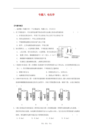2010高中化学高考二轮复习考案：8专题八《电化学》全国通用