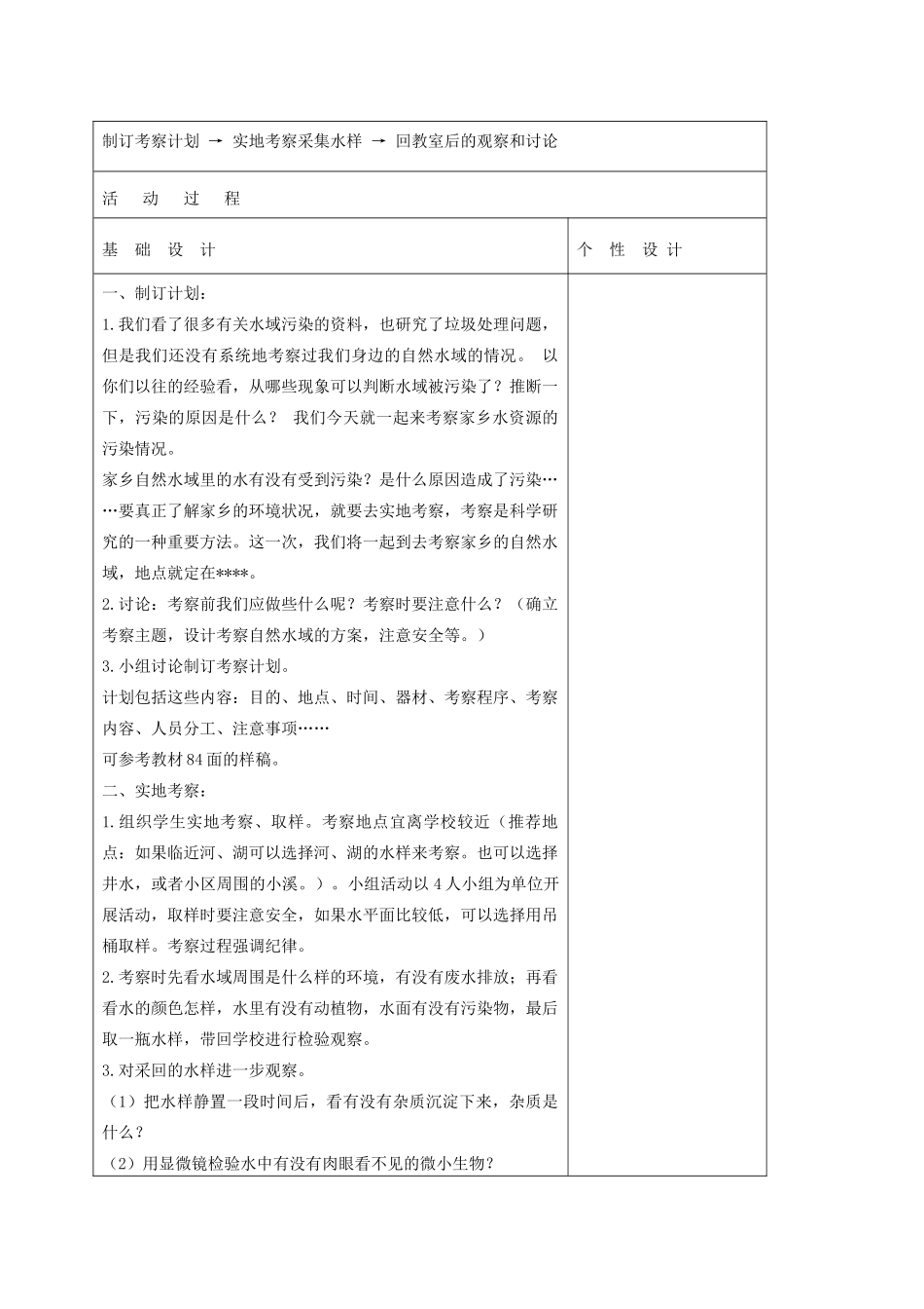 六年级科学下册 第四单元 环境和我们 7 考察家乡的自然水域教案 教科版-教科版小学六年级下册自然科学教案_第2页