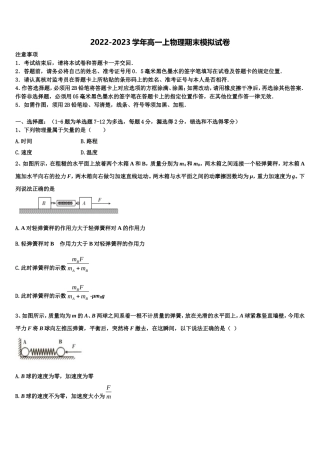 2022-2023学年东北师大附属中学物理高一上期末复习检测试题含解析