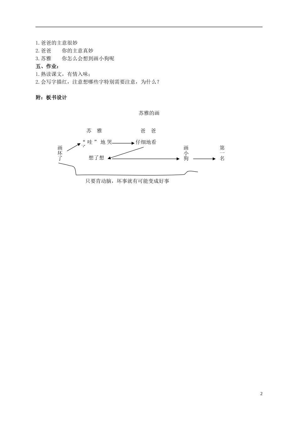 二年级语文上册 苏雅的画 1教案 语文S版_第2页