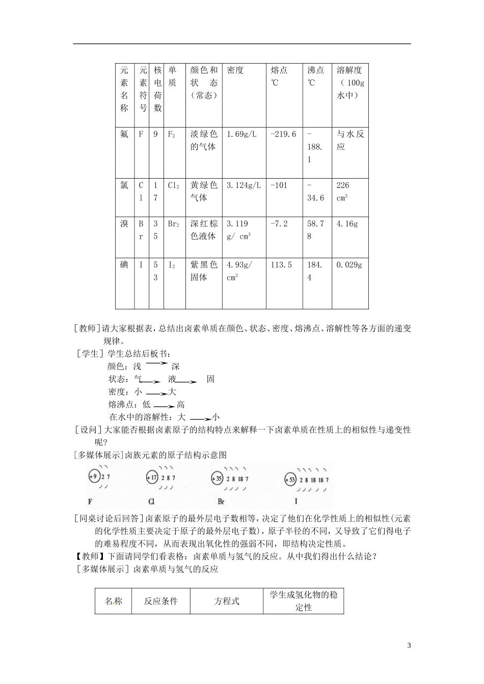 天津市梅江中学2014高中化学 第一节  元素周期表（第2课时）教学设计 新人教版必修2_第3页