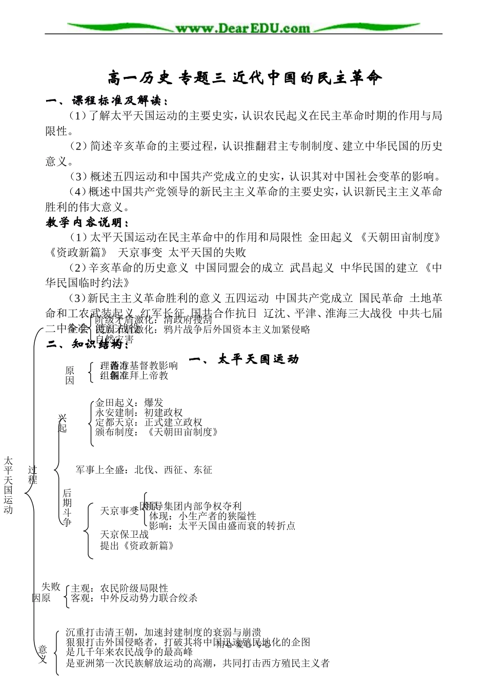 高一历史 专题三 近代中国的民主革命_第1页