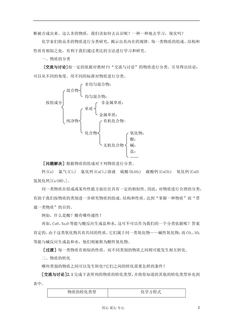 11-12学年高中化学《物质的分类及转化》教学设计 苏教版必修1_第2页