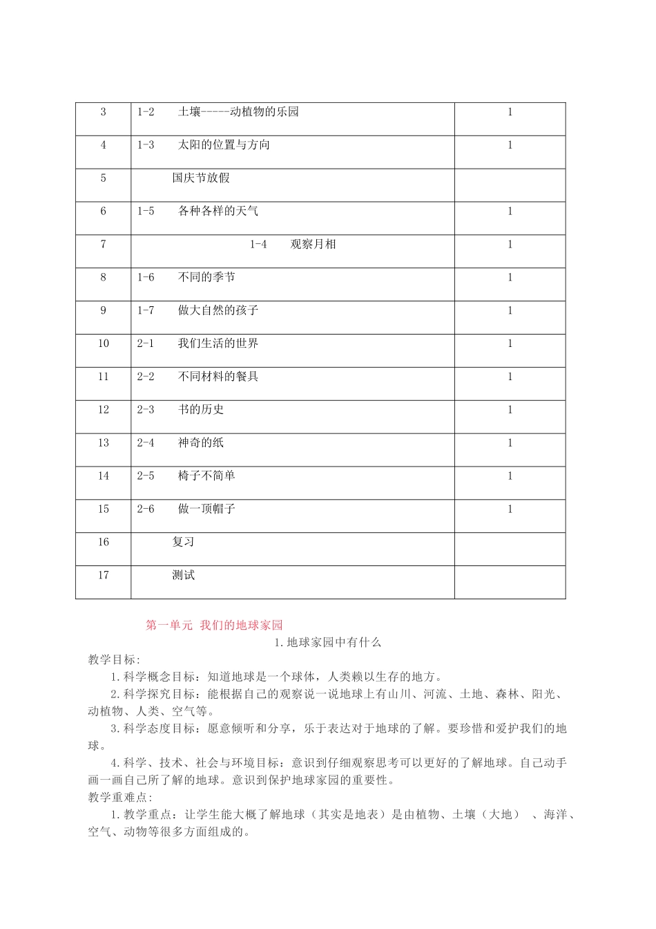 二年级科学上册 1.1我们的地球家园教案 教科版-教科版小学二年级上册自然科学教案_第3页