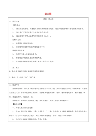 六年级科学下册 第一单元 微小世界 1放大镜教案 教科版-教科版小学六年级下册自然科学教案