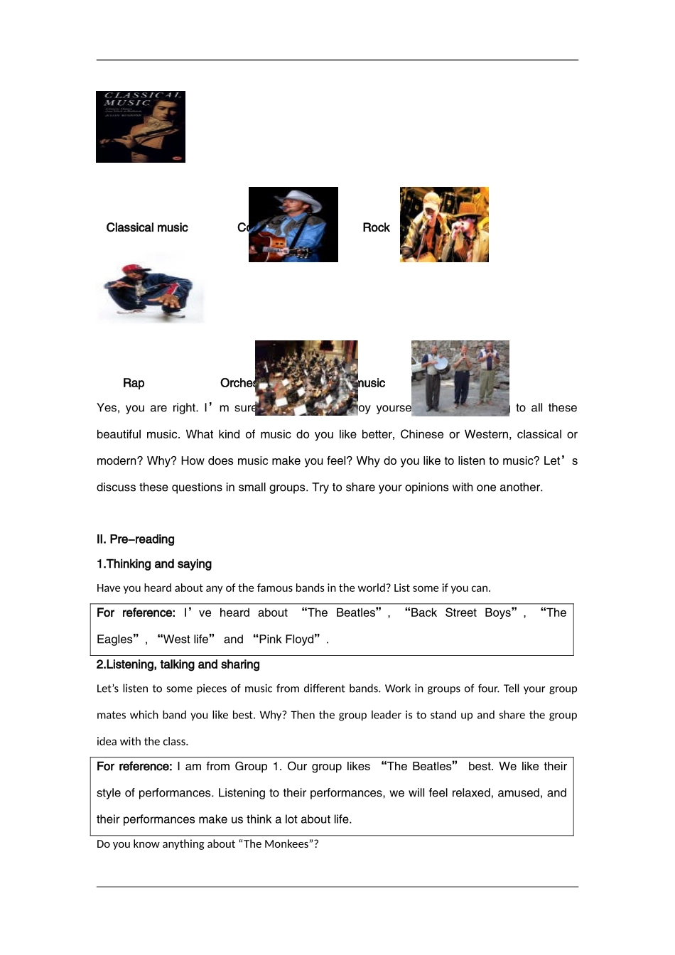 高中英语：Unit5 Warming Up,Pre-reading and Reading教案（新人教版必修2）河北地区专用_第2页