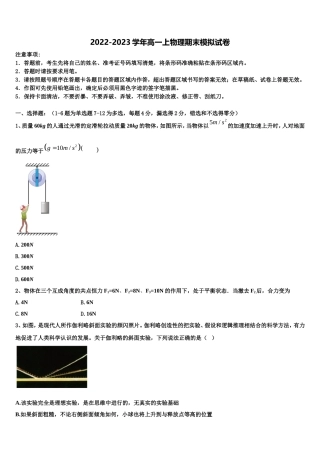 2022-2023学年安徽省灵璧中学高一物理第一学期期末监测模拟试题含解析