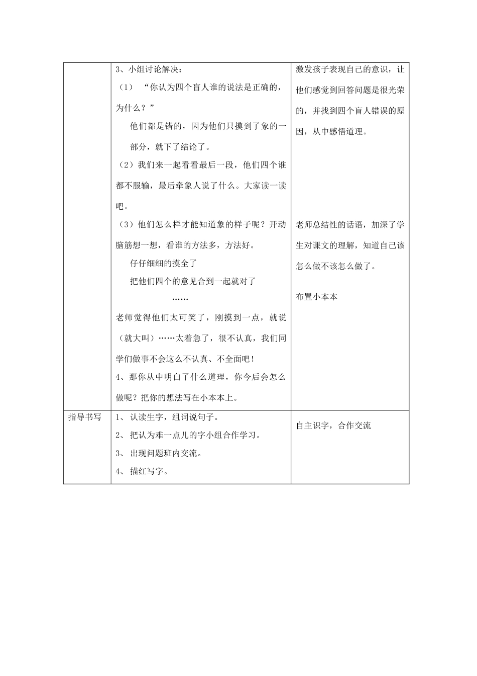 二年级语文上册 第八单元 26盲人摸象教案2 语文S版-语文S版小学二年级上册语文教案_第2页