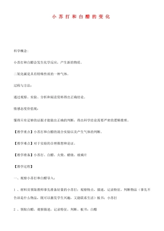六年级科学下册 小苏打和白醋的变化教案 教科版