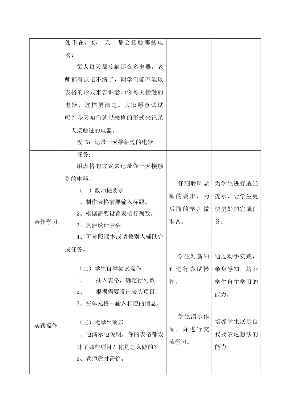 六年级信息技术上册 第5课记录一天接触的电器教案 北京版_第2页
