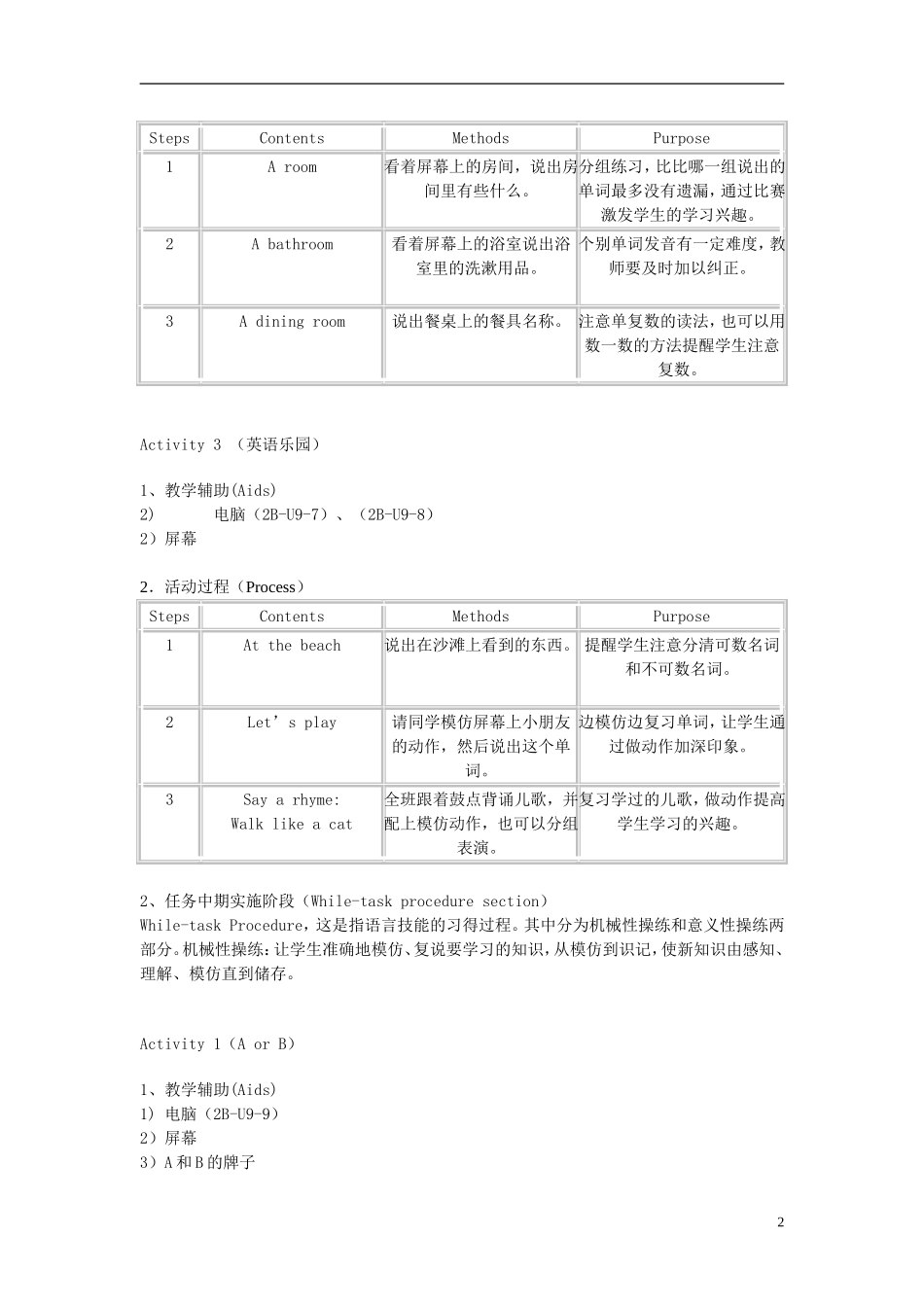 二年级英语下册 2B Unit 9 第二课时教案教案 苏教牛津版_第2页