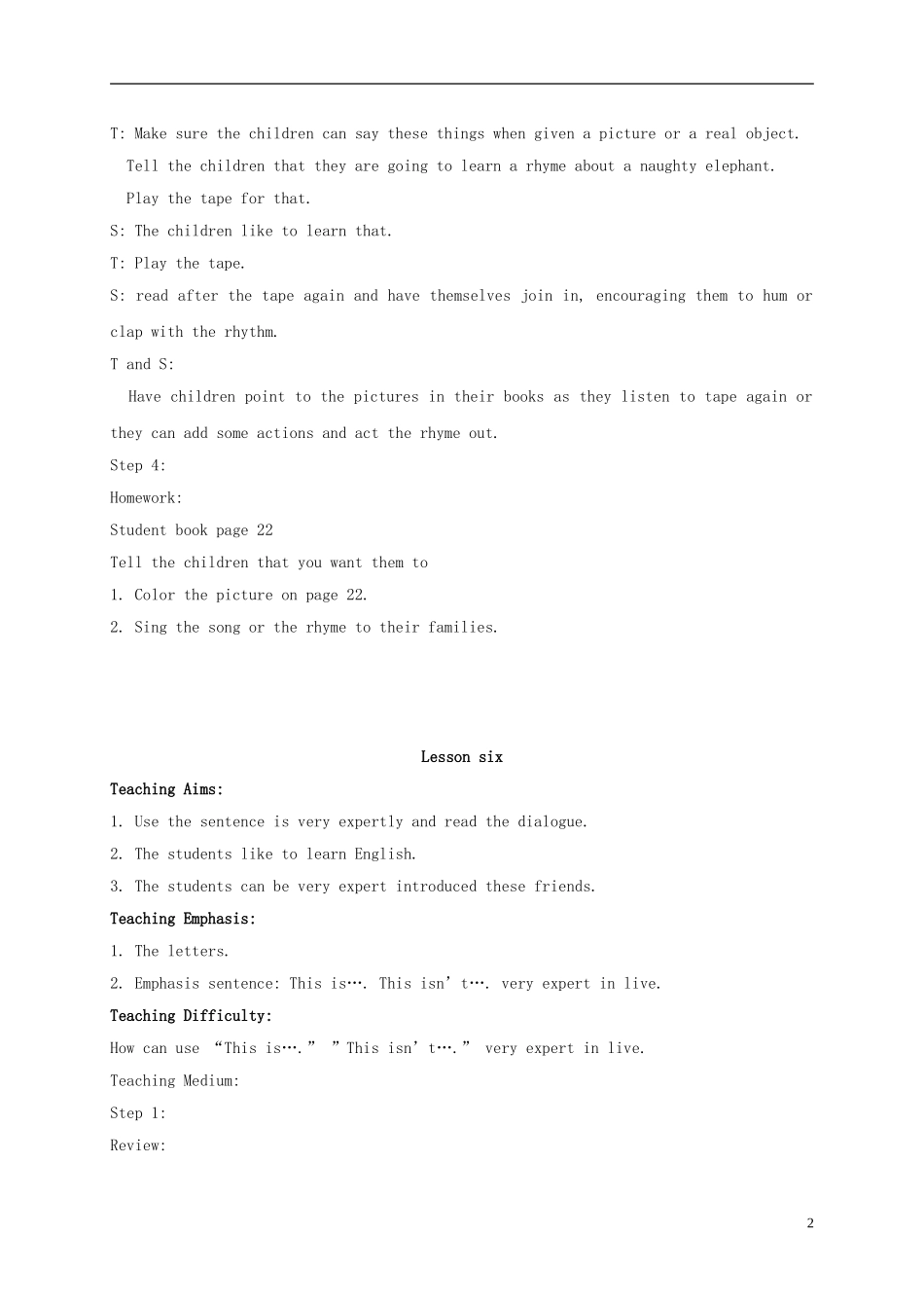 二年级英语上册 Unit2 Lesson5-6教案 北师大版_第2页