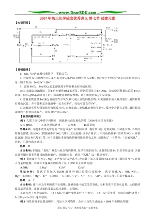 2007年高三化学成套优秀讲义 第七节 过渡元素