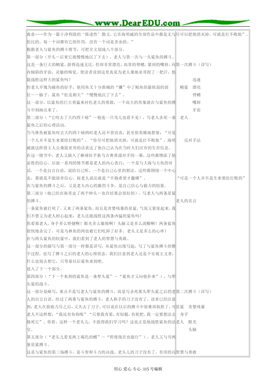新人教版高中语文必修3老人与海(1)_第2页