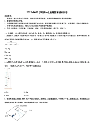 2022-2023学年河北省邯郸市临漳县第一中学高一物理第一学期期末监测模拟试题含解析