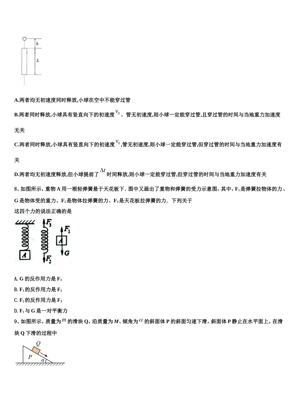 2022-2023学年华东师大二附中物理高一第一学期期末达标检测模拟试题含解析_第3页
