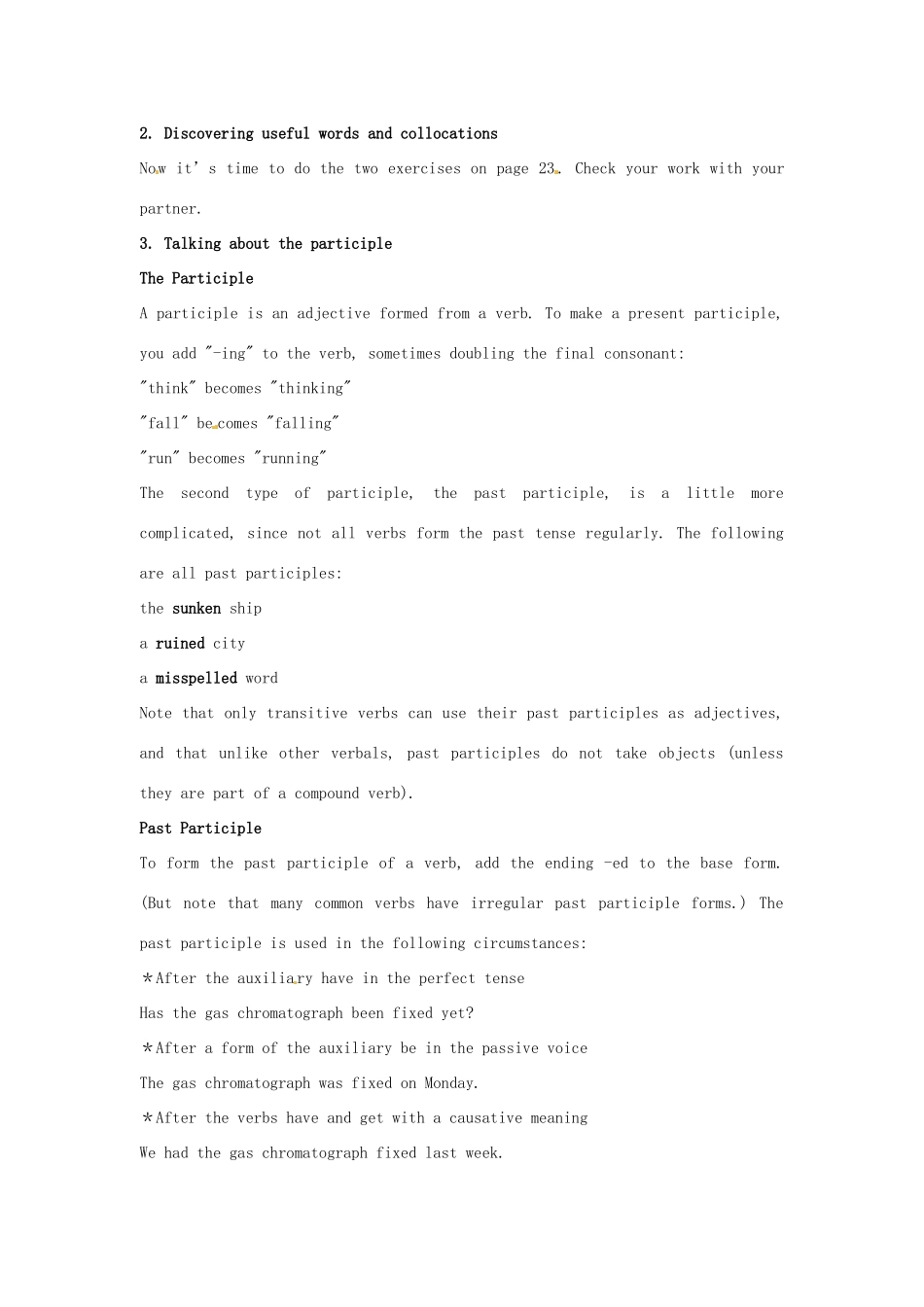 2014-2015学年高中英语 Unit 3 Period 2 A sampl e lesson plan for Learning about Language教学设计 新人教版选修8_第2页