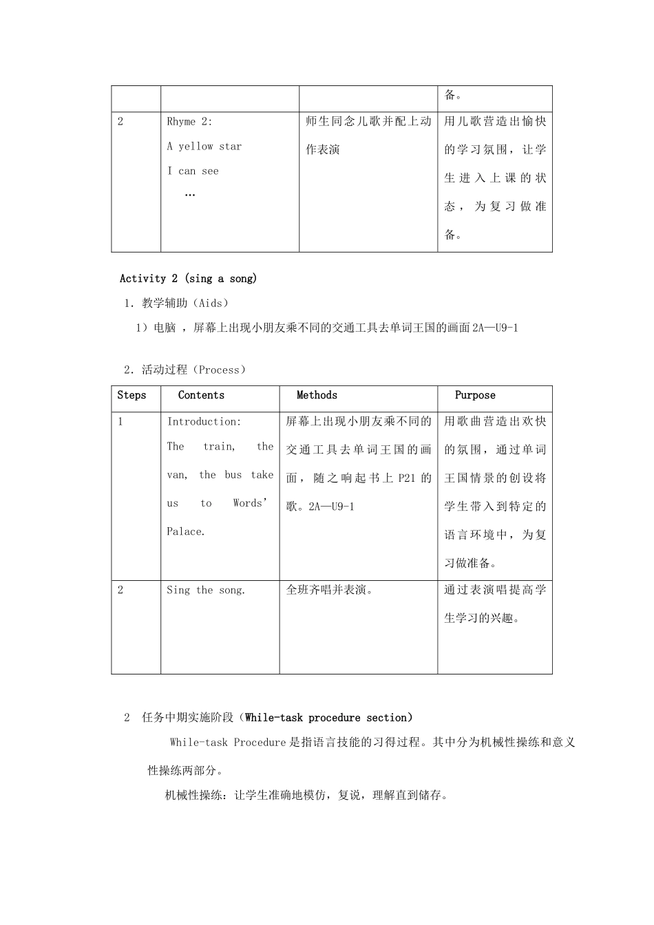 二年级英语上册 Unit9 Revision3教案 沪教牛津版_第2页