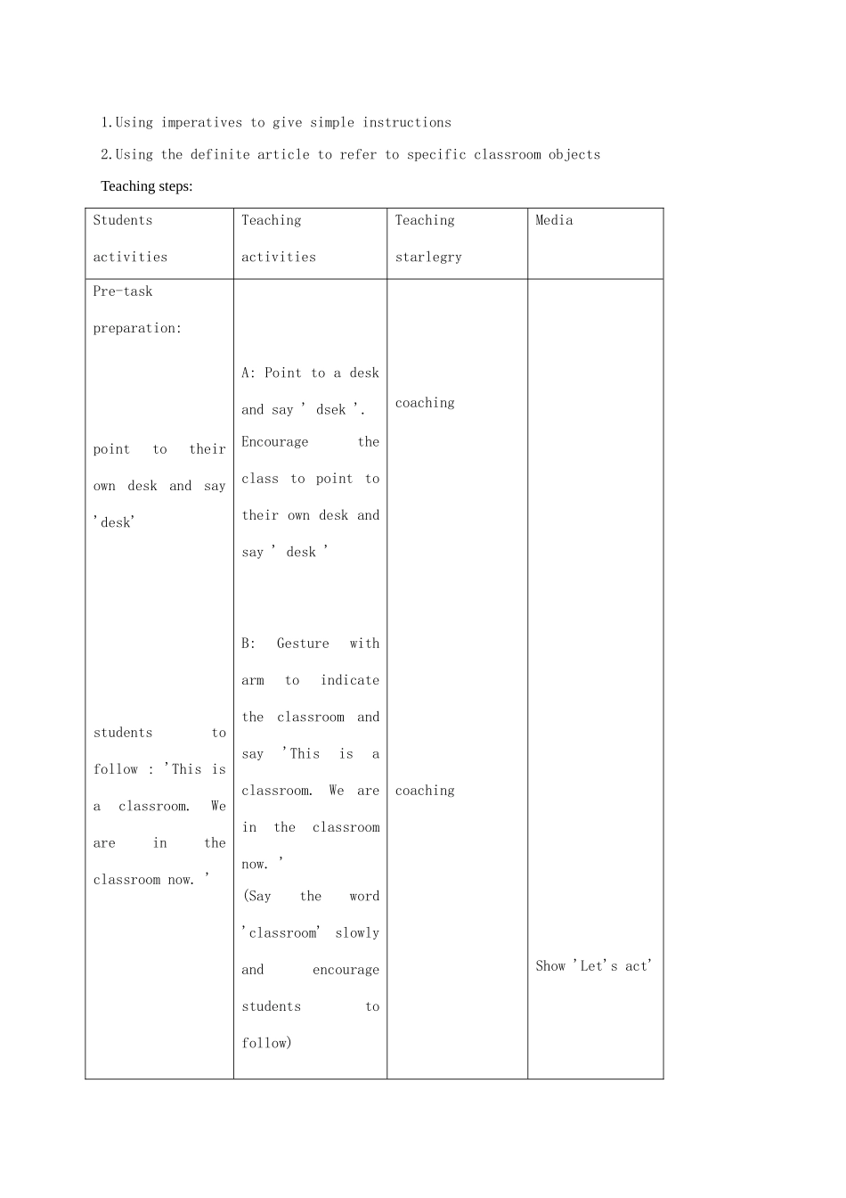二年级英语上册 Unit1 period1教案 沪教牛津版_第2页