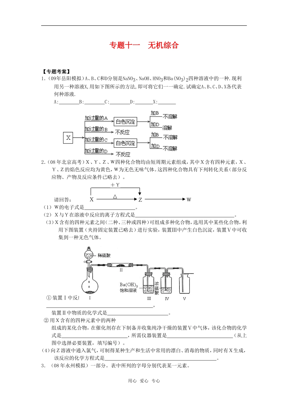 2010高中化学高考二轮复习考案：11专题十一《无机综合》全国通用_第1页