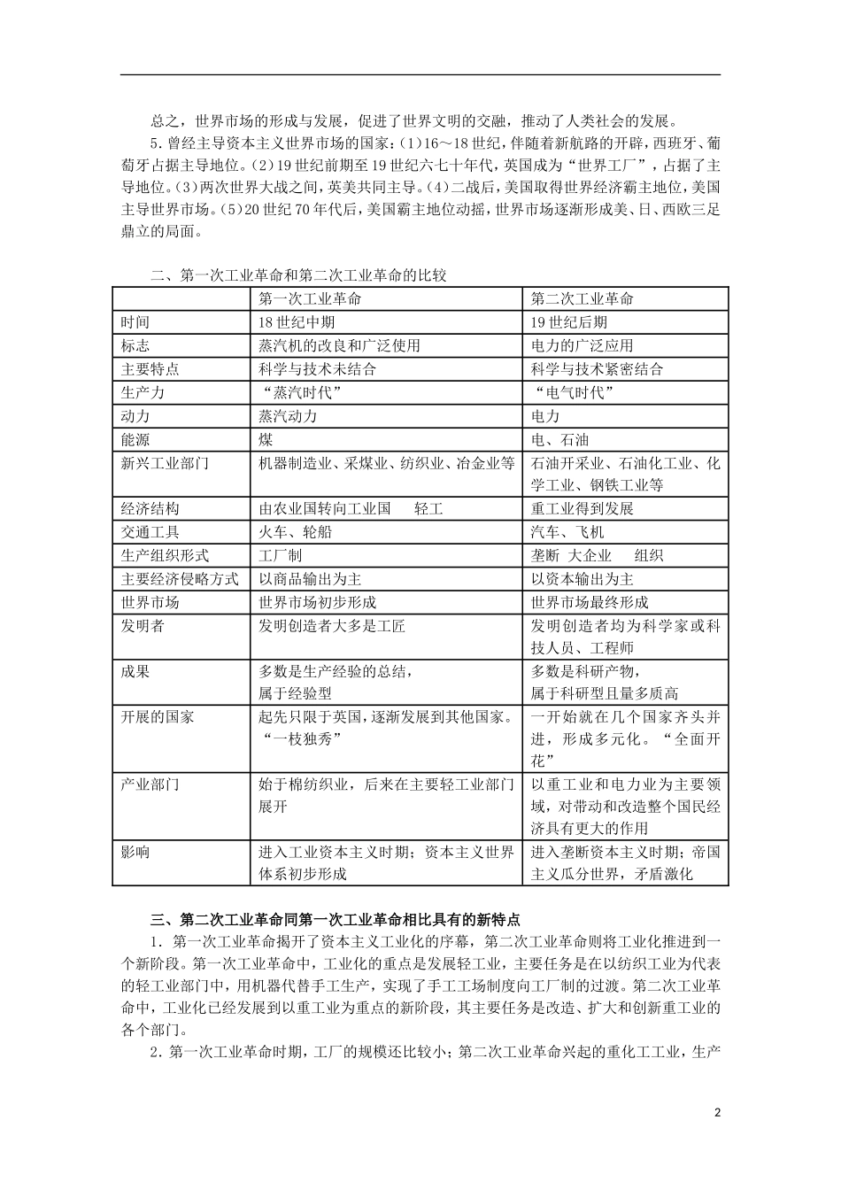 2013届高考历史二轮复习辅导 资本主义世界市场的形成与发展教案 人民版_第2页