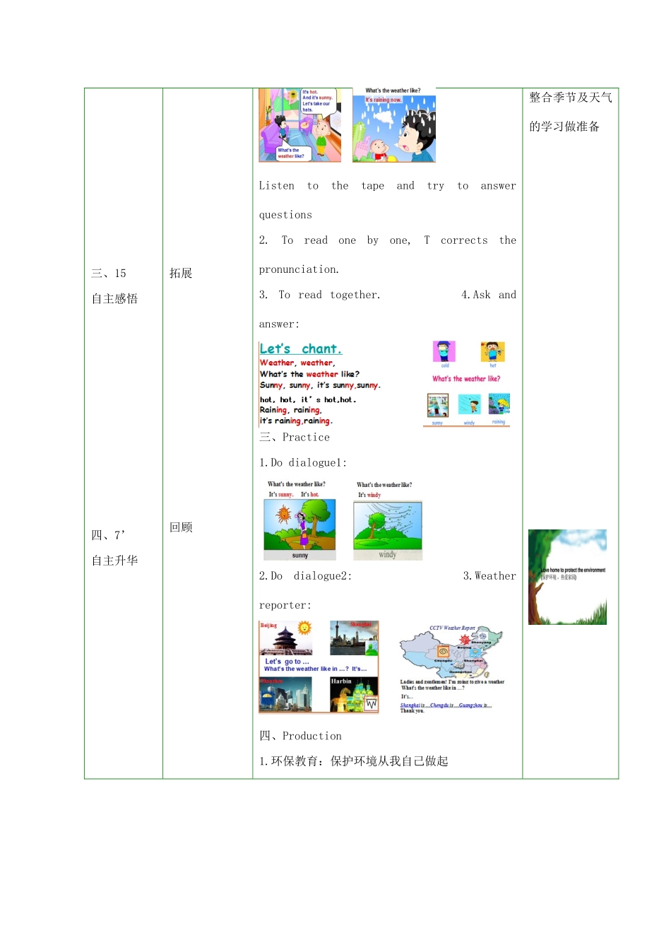 二年级英语下册 Module 1 Unit 1 What’s the weather like教案 外研版（一起）-外研版小学二年级下册英语教案_第2页