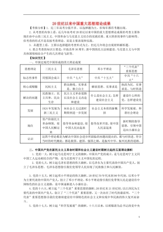 2013届高考历史二轮复习辅导 20世纪以来中国重大思想理论成果教案 人民版