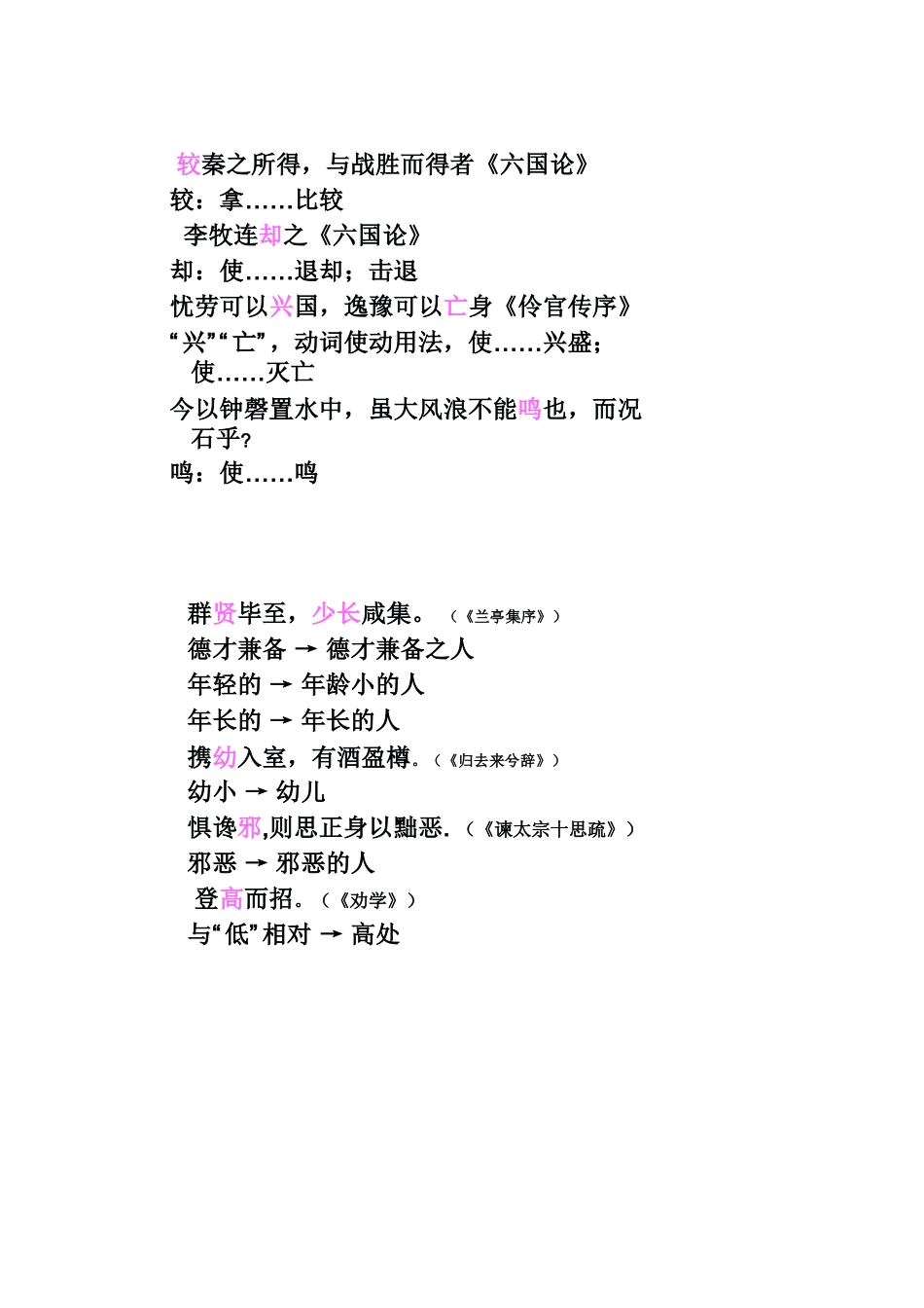 重庆市万州分水中学高考语文 专题复习 文言文词类活用讲义 新人教版_第2页