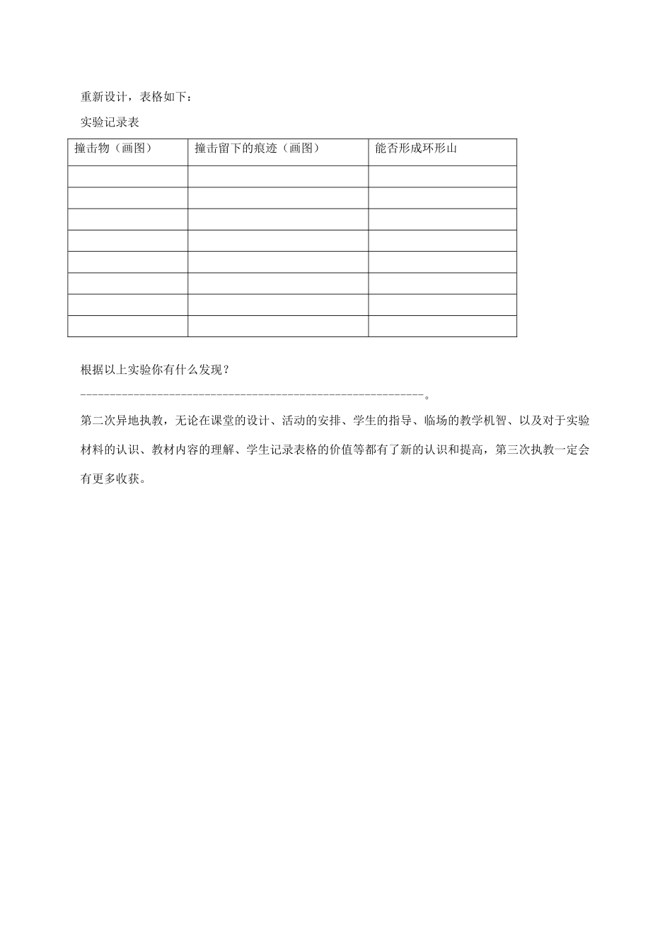 六年级科学下册 我们来造“环形山” 1教学反思 教科版_第3页
