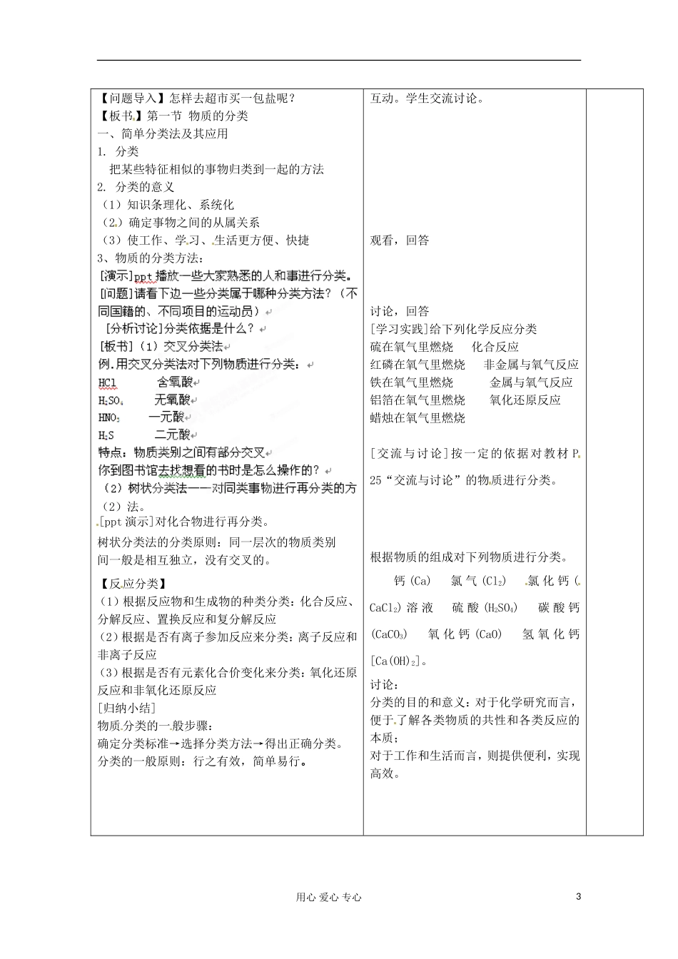 新疆库尔勒巴州高一化学《简单分类法及其应用》教案 新人教版_第3页