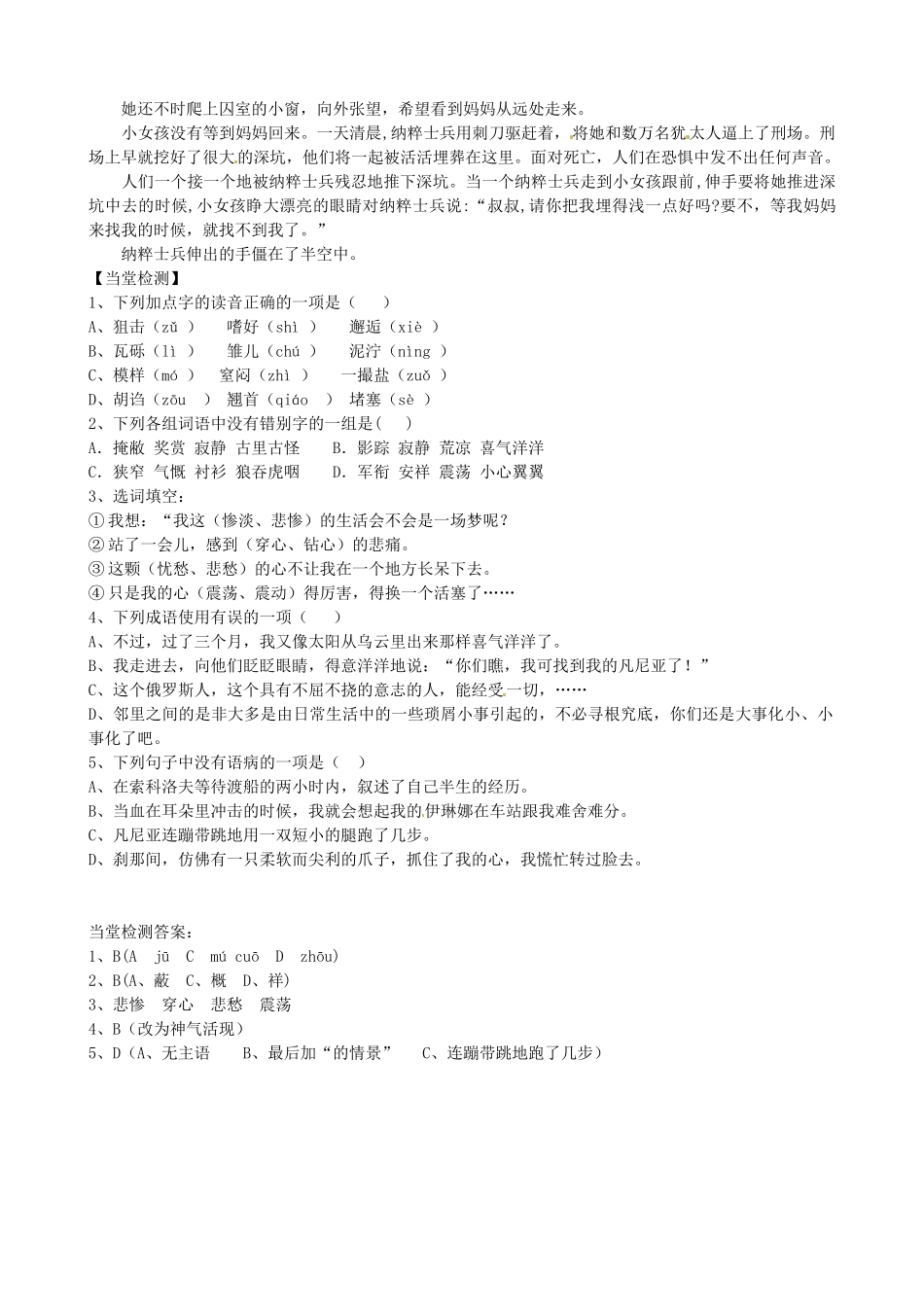 浙江省江山实验中学高中语文 一个人的遭遇教案 新人教版必修2_第3页