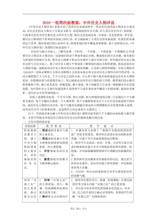 2010届高三历史一轮简约版教案：中外历史人物评说