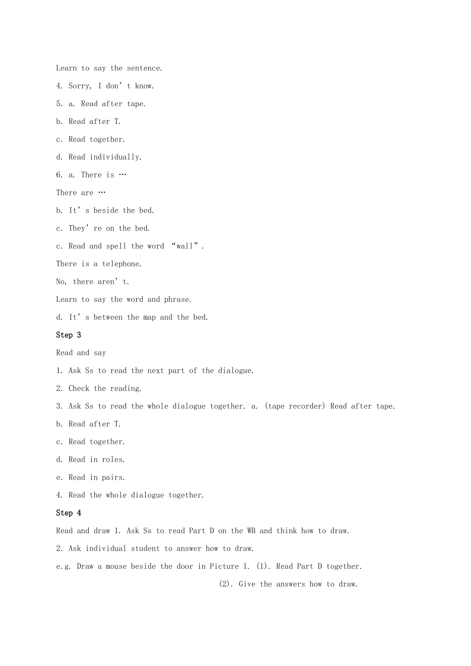 五年级英语上册  unit2(4)教案 苏教版_第3页