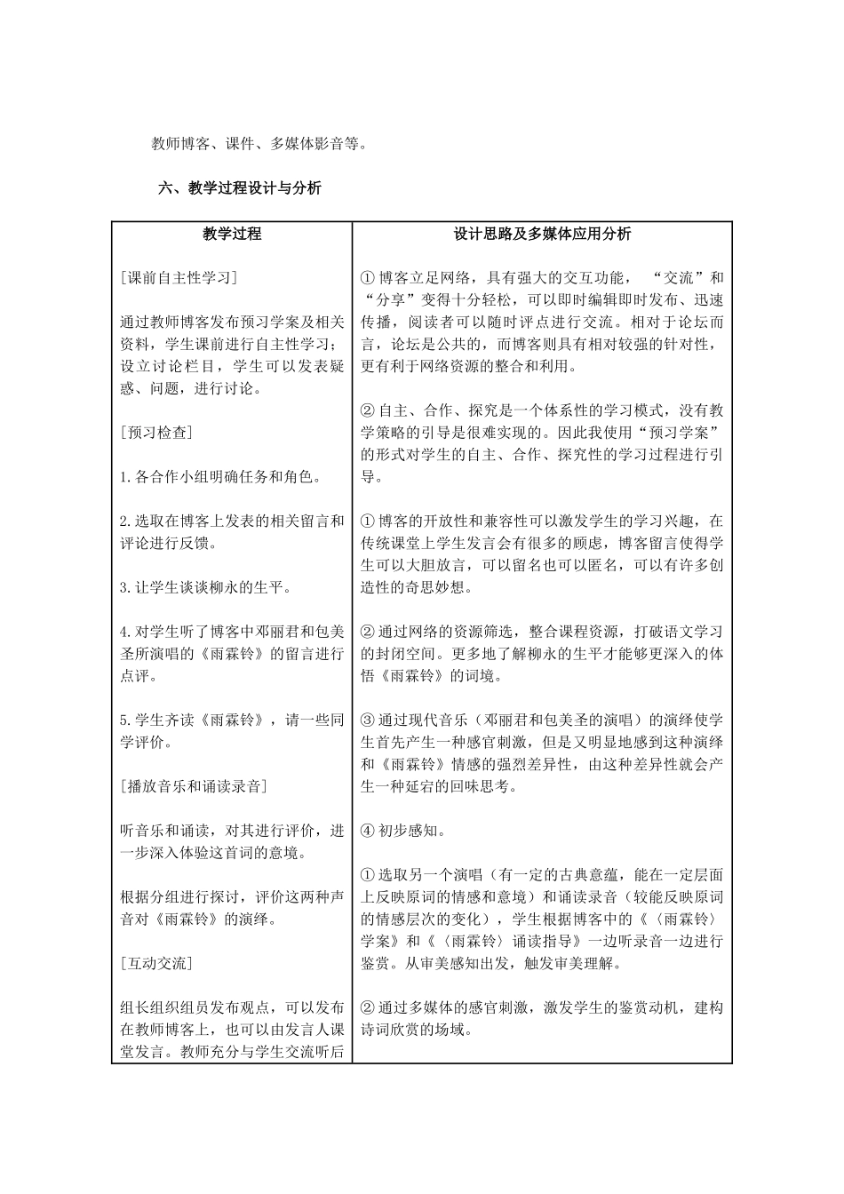 11-12学年高中语文 雨霖铃——基于博客的教学设计 新人教版必修4_第2页