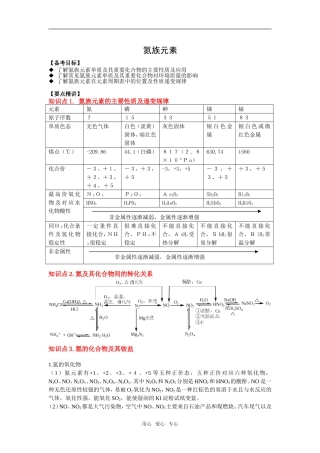2009届高三一轮复习教案——元素及其化合物：  氮族元素