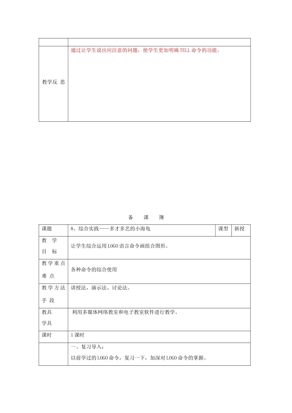 六年级信息技术 第8-14课教案 辽师大版（三起）_第2页