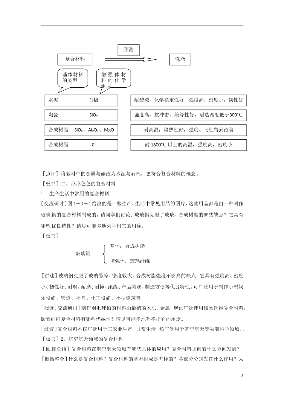 2013-2014学年高中化学 4.3 复合材料教案2 鲁科版必修1_第3页