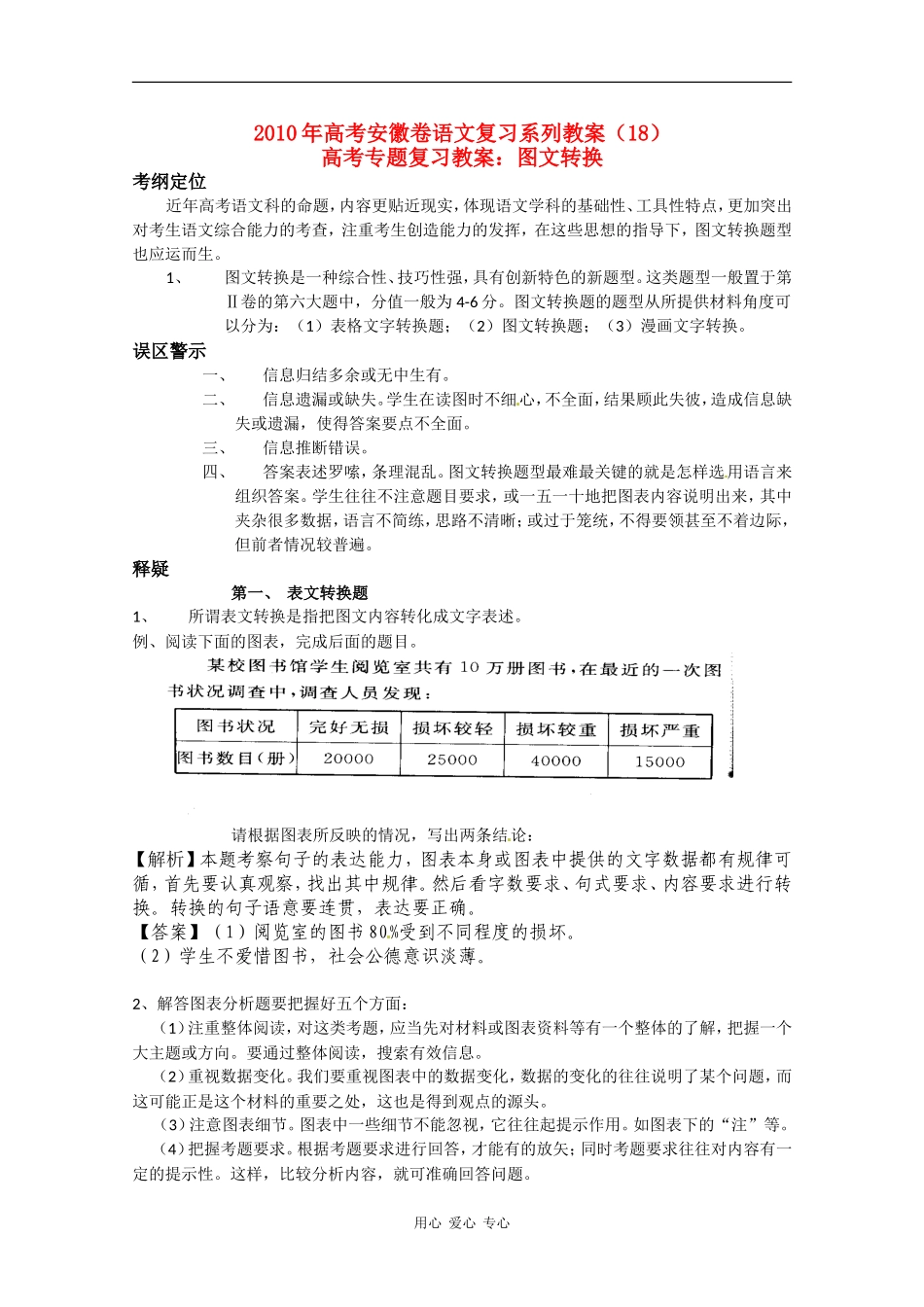 2010年高三语文高考复习系列教案（18）图文转换（安徽卷）_第1页